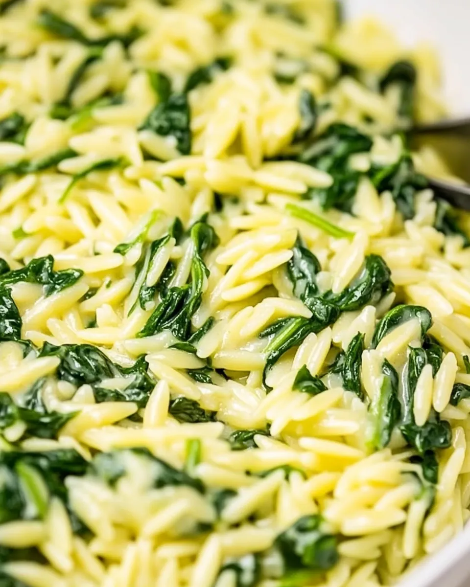 easy Quick & Easy Creamy Spinach Orzo recipe photo
