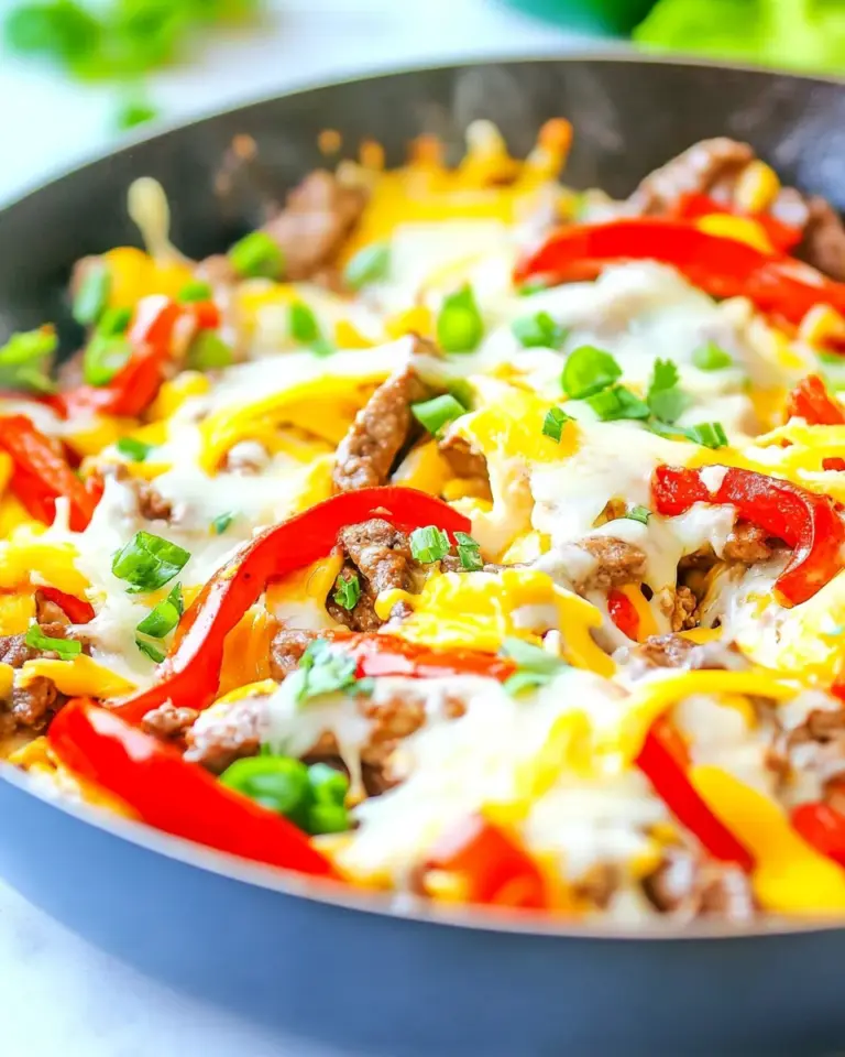 homemade Quick and Easy Chicken Cheesesteak Skillet photo