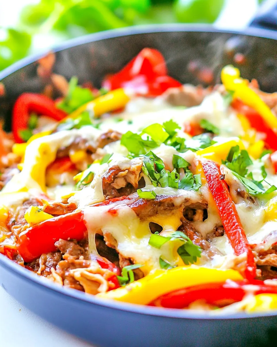easy Quick and Easy Chicken Cheesesteak Skillet picture