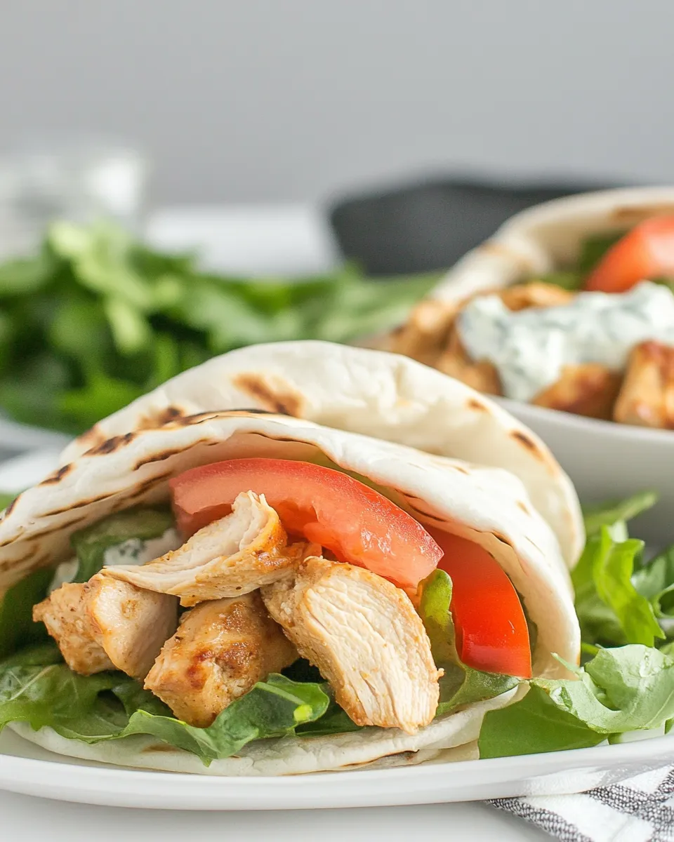 Delicious Quick and Easy Chicken Gyros with Tzatziki Sauce food shot