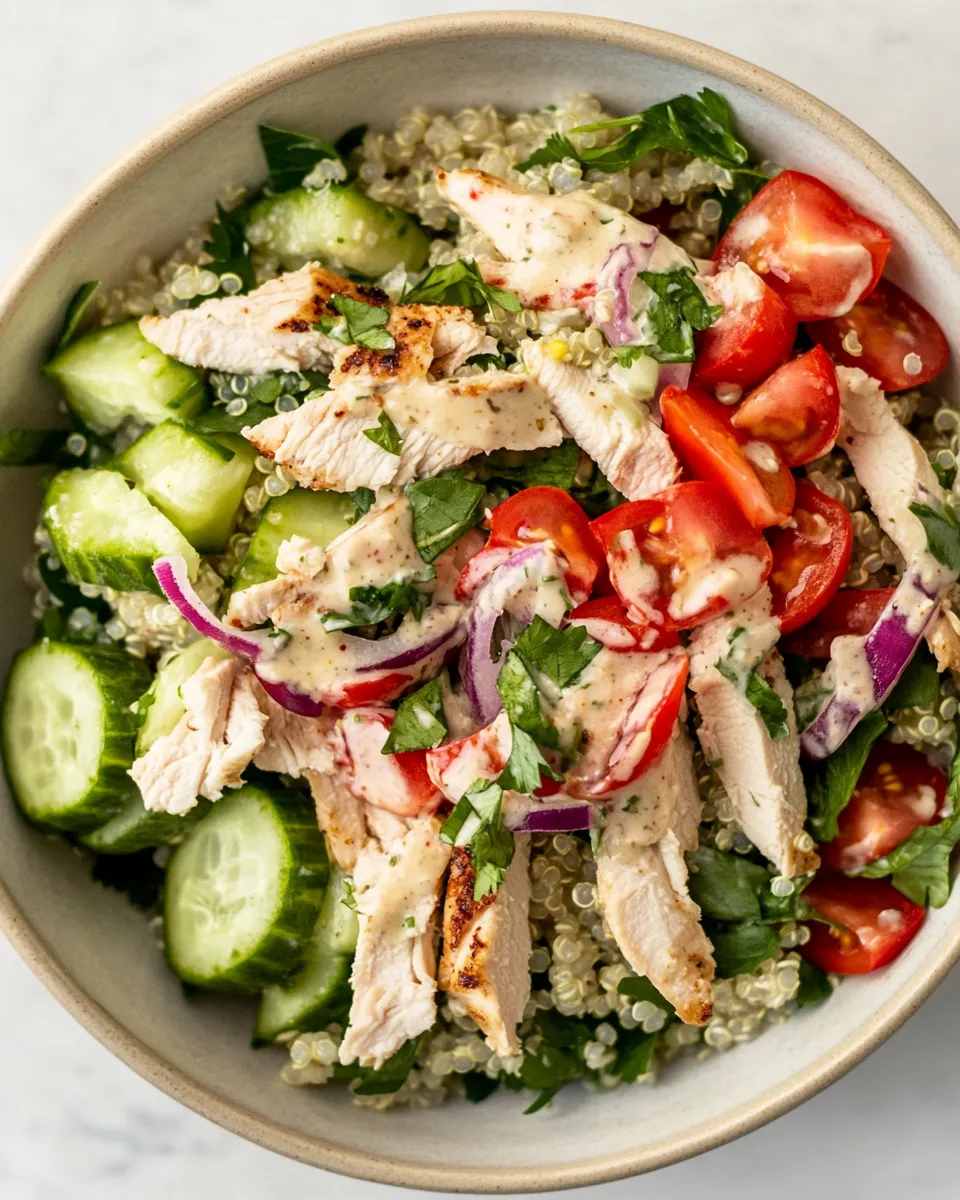 Delicious Ranch Chicken Quinoa Salad food shot