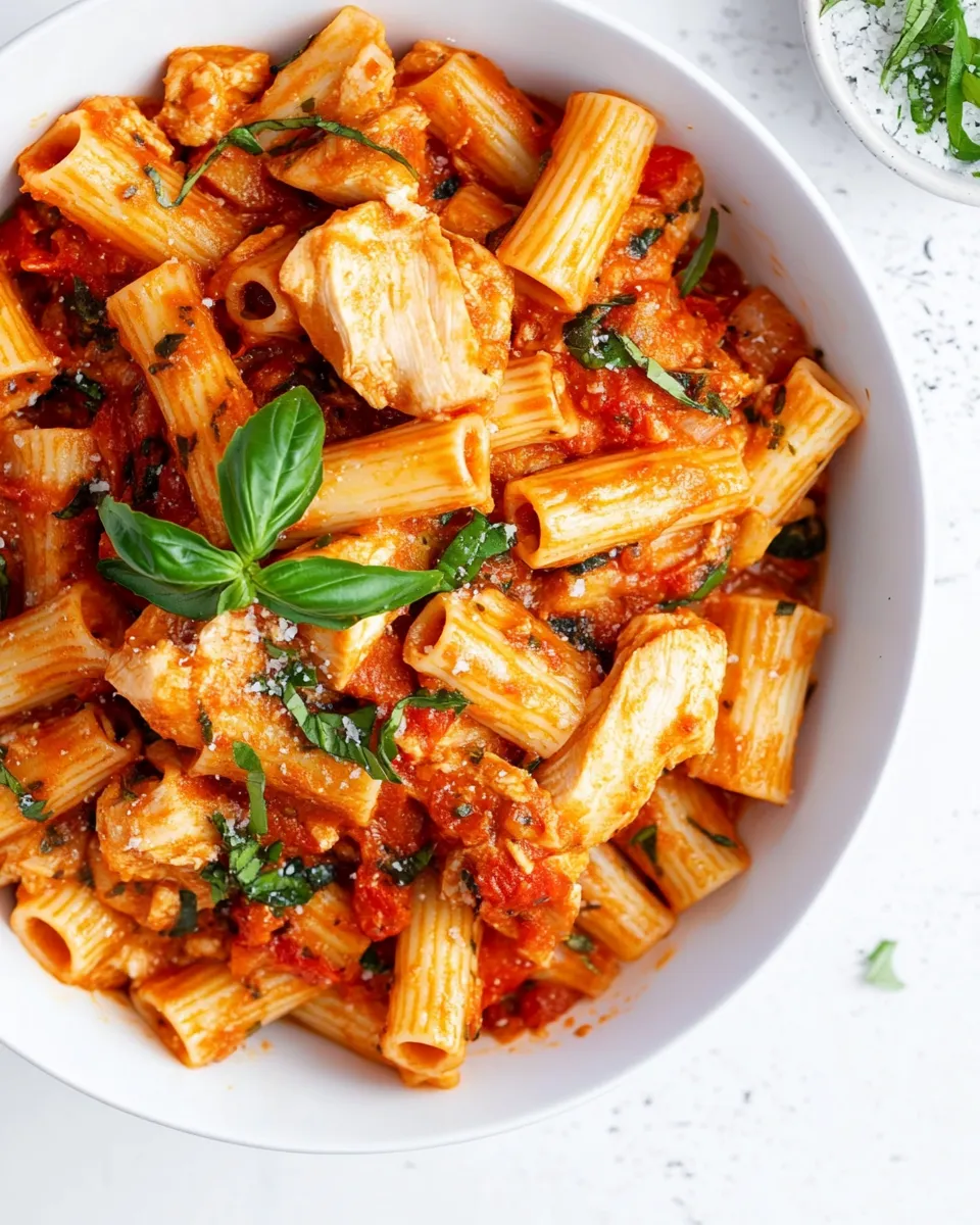 Delicious Rigatoni Arrabbiata with Chicken dish photo