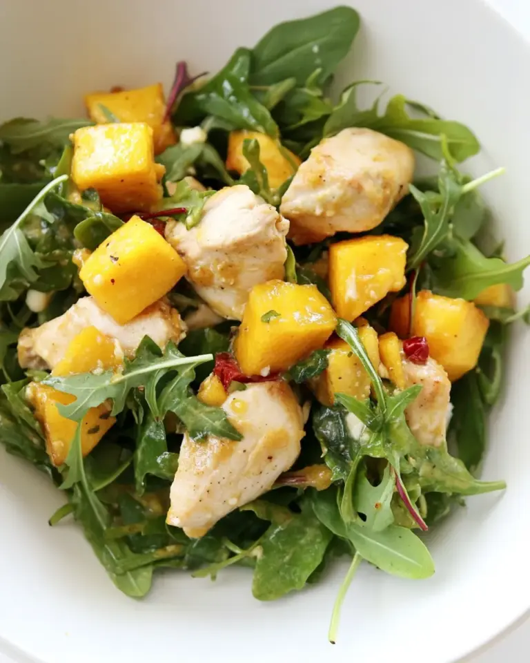 Delicious Roast Chicken and Mango Curry Salad with Yogurt food shot