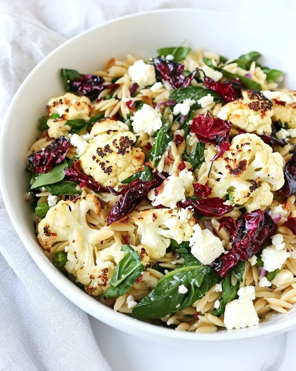 Easy Roasted Cauliflower, Feta, and Orzo Salad recipe image