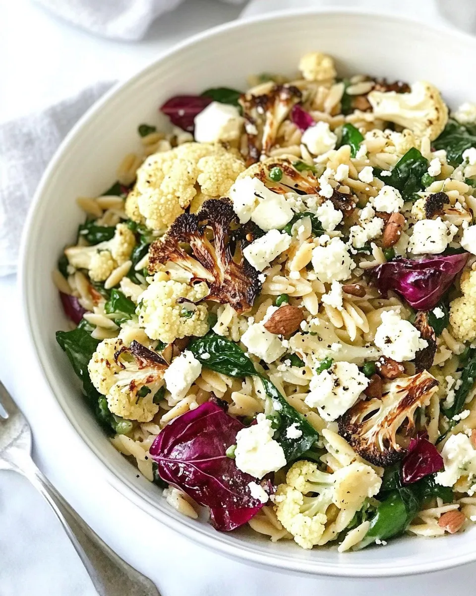 Delicious Roasted Cauliflower, Feta, and Orzo Salad dish photo