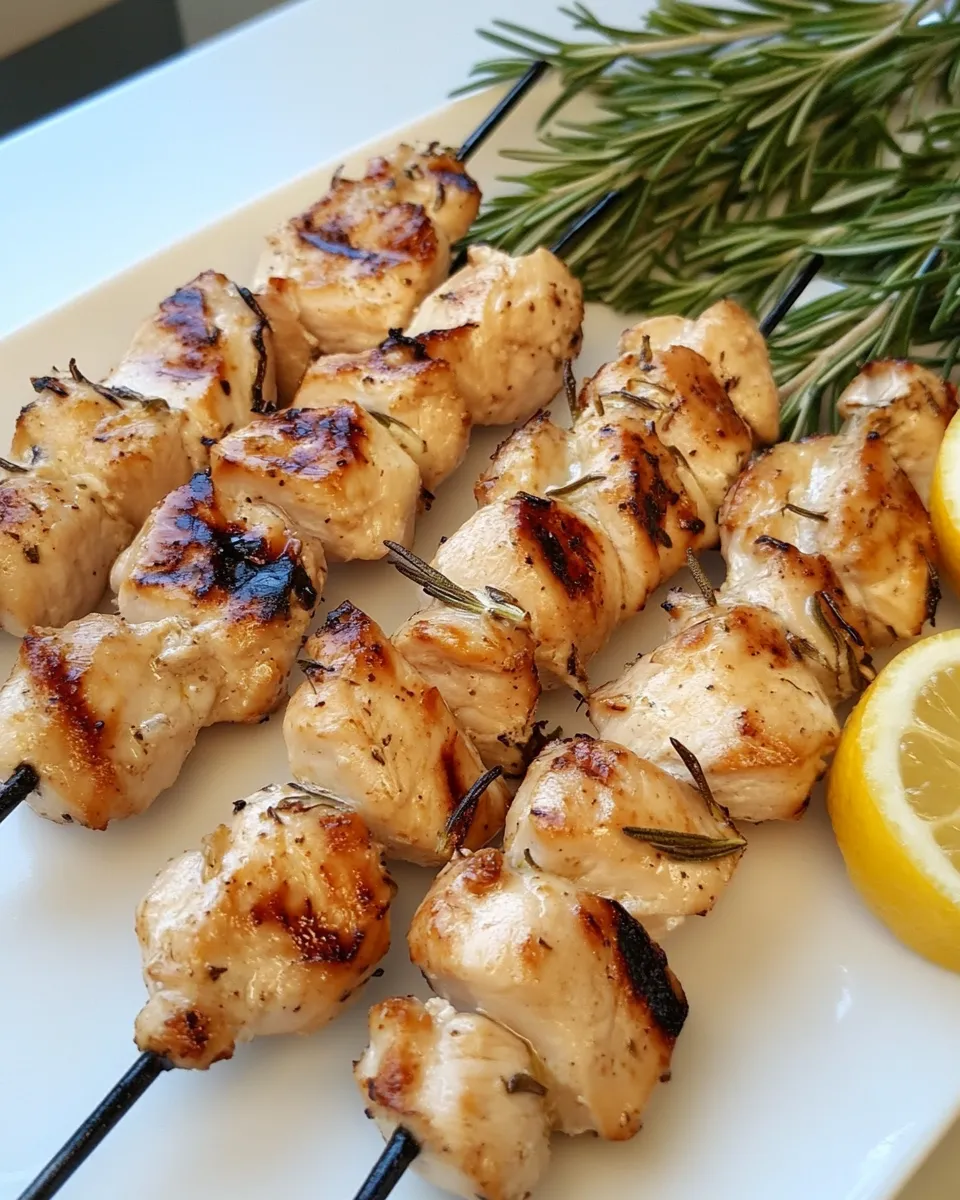 Delicious Rosemary Lemon Chicken Skewers food shot