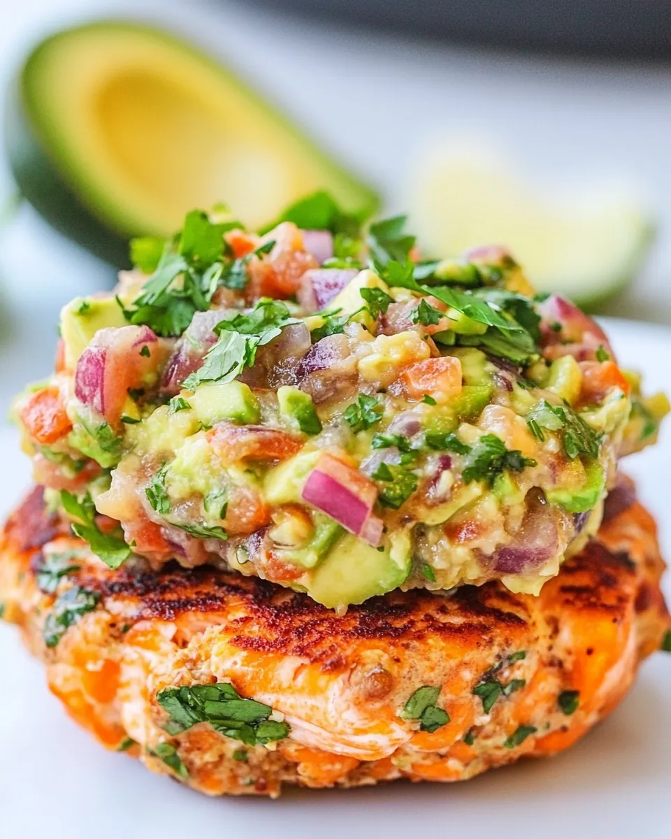Classic Salmon Burgers with Avocado Salsa dish photo