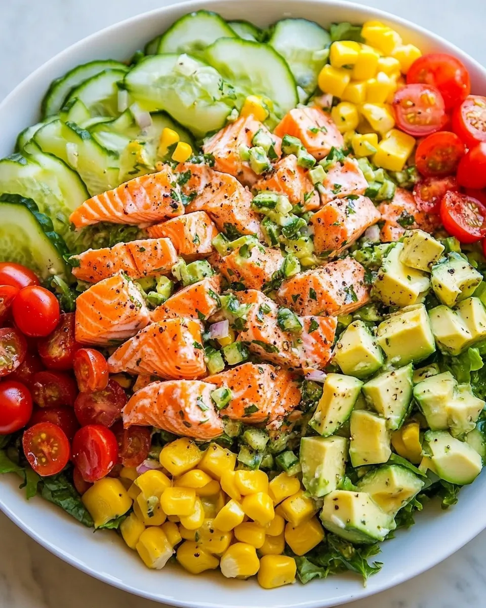 Homemade Salmon Cobb Salad Recipe dish photo