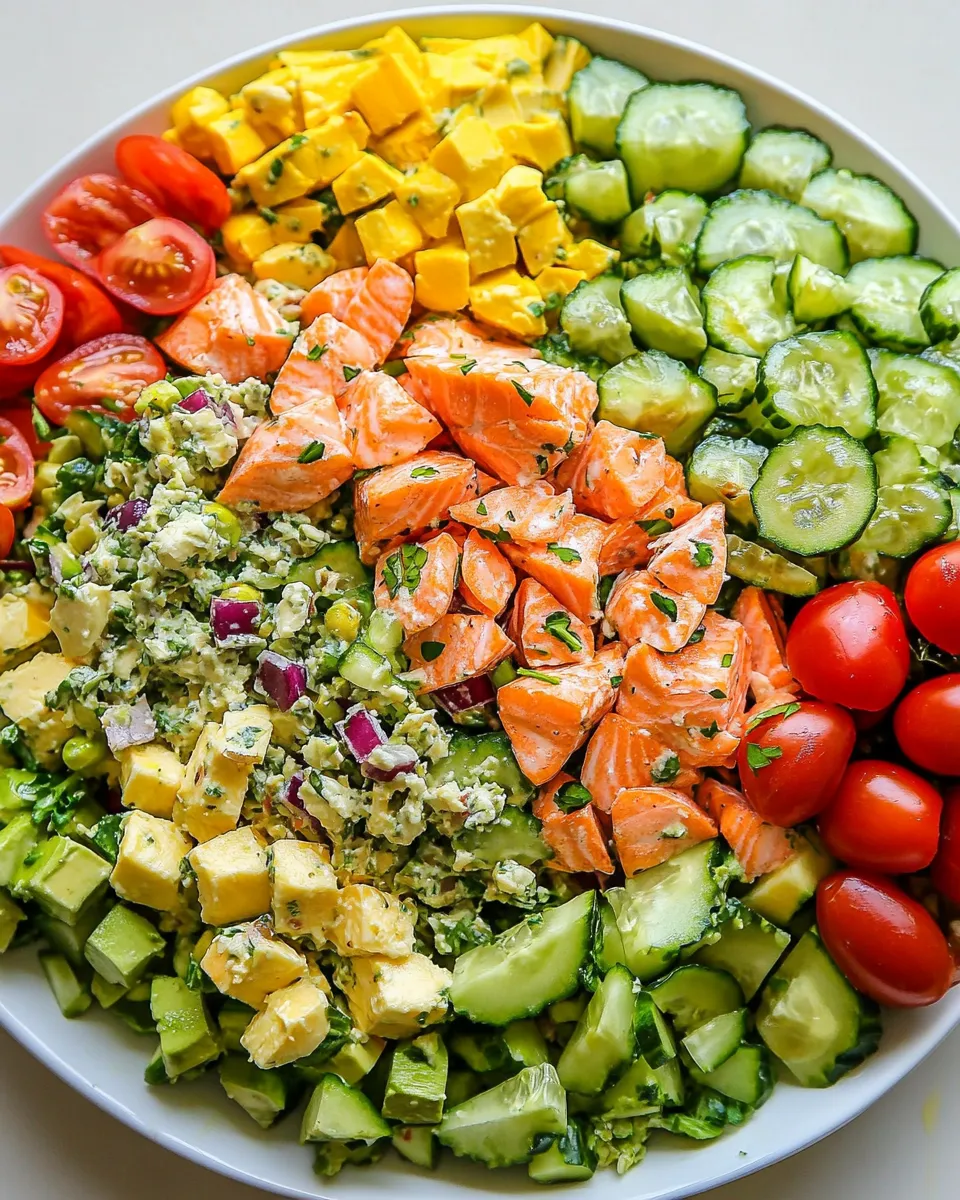 Classic Salmon Cobb Salad Recipe food shot