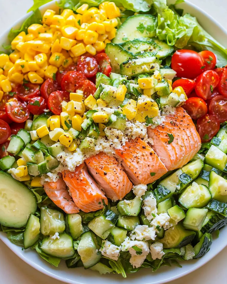 Easy Salmon Cobb Salad Recipe plate image