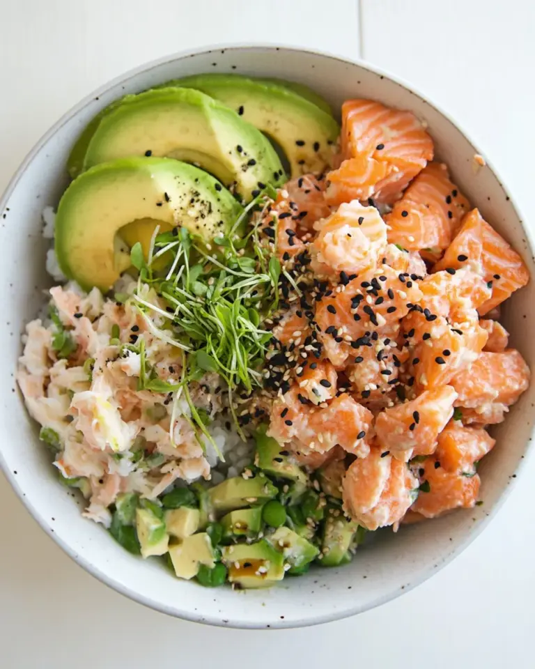 Homemade Salmon Poke Bowls with Crab Salad photo