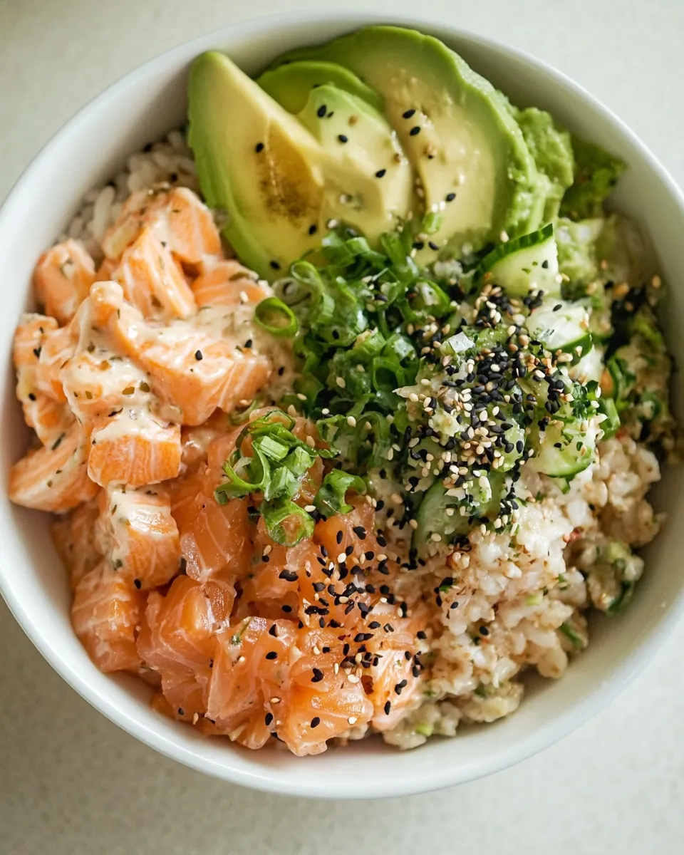 Easy Salmon Poke Bowls with Crab Salad recipe photo