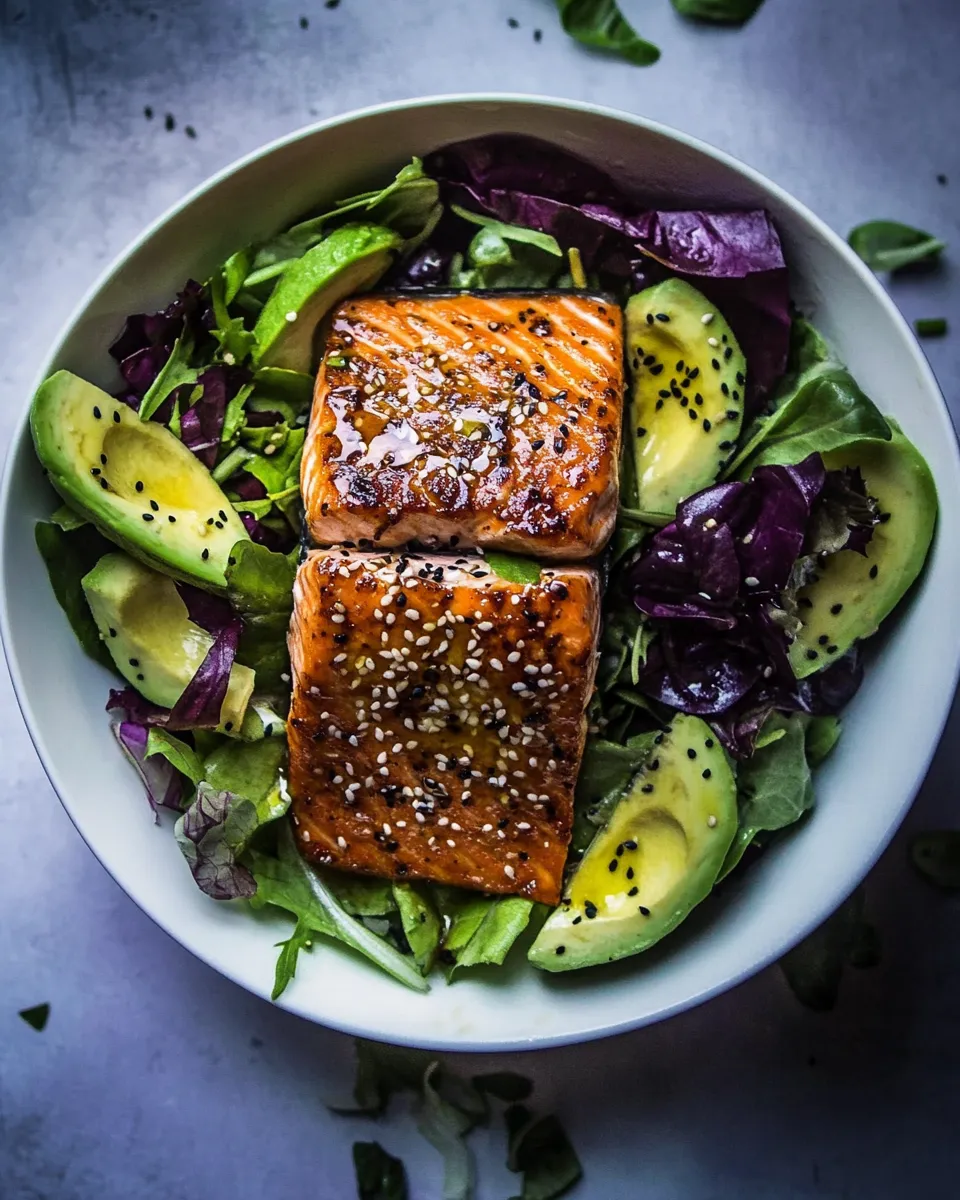 Homemade Salmon Salad with a Toasted Sesame Seed Dressing photo