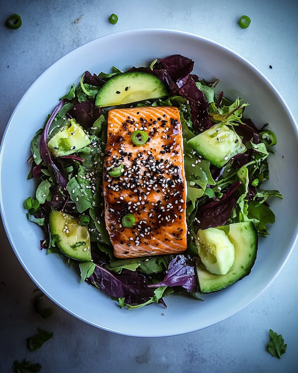 Easy Salmon Salad with a Toasted Sesame Seed Dressing recipe image