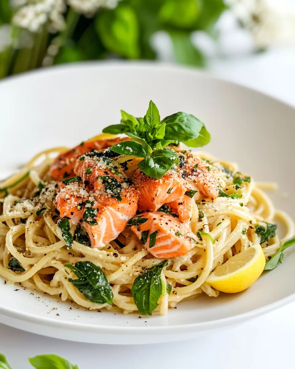 Classic Salmon Spaghetti with Lemon Garlic Sauce image