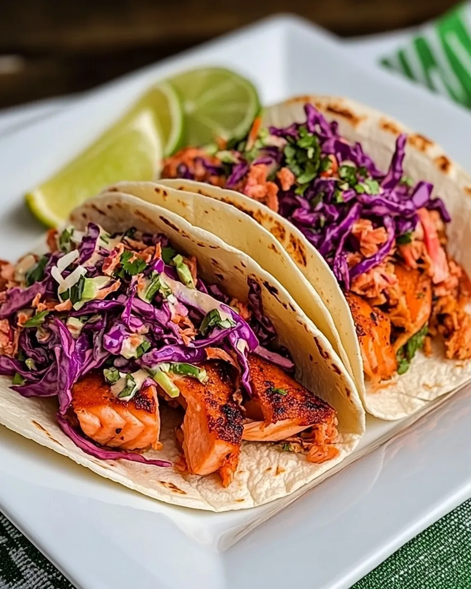 Delicious Salmon Tacos Recipe (with Mexican Slaw) dish photo