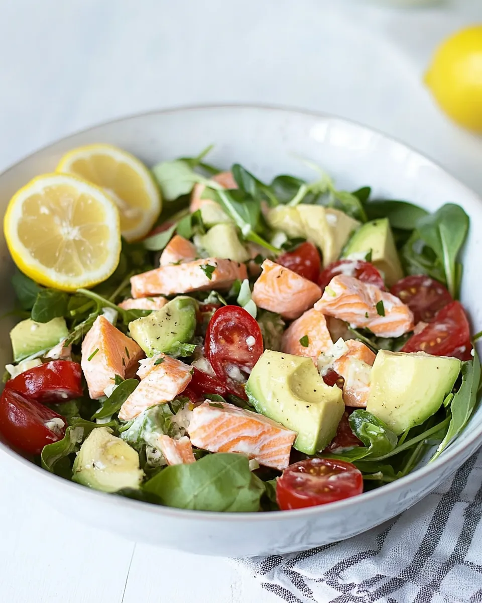 Delicious Salmon & Avocado Salad with Lemon Dressing photo