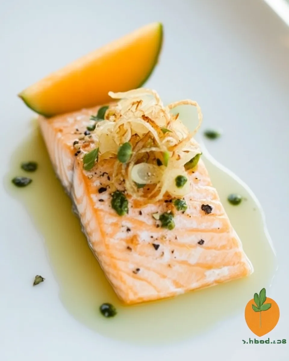 Homemade Salmon with Cantaloupe and Fried Shallots photo