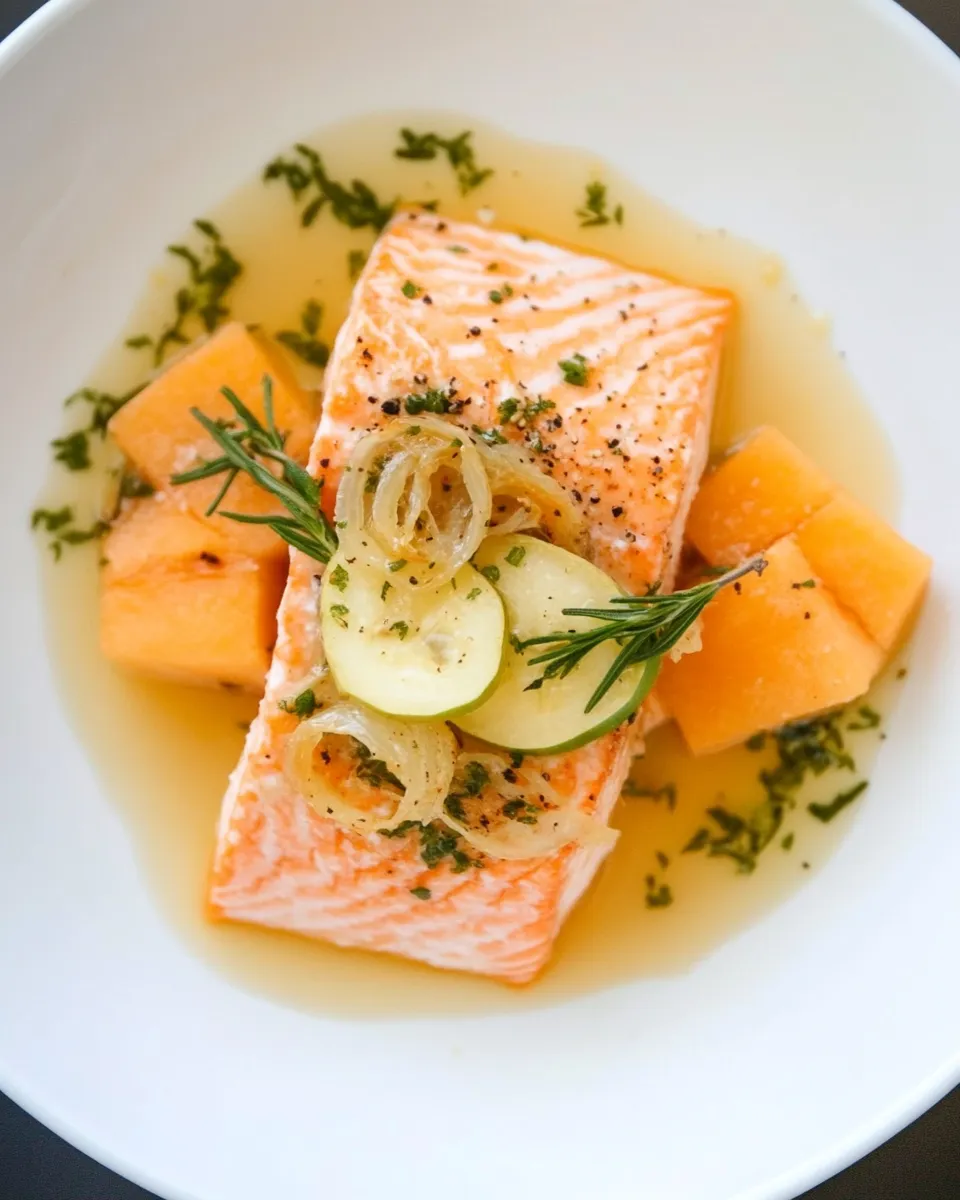 Classic Salmon with Cantaloupe and Fried Shallots image