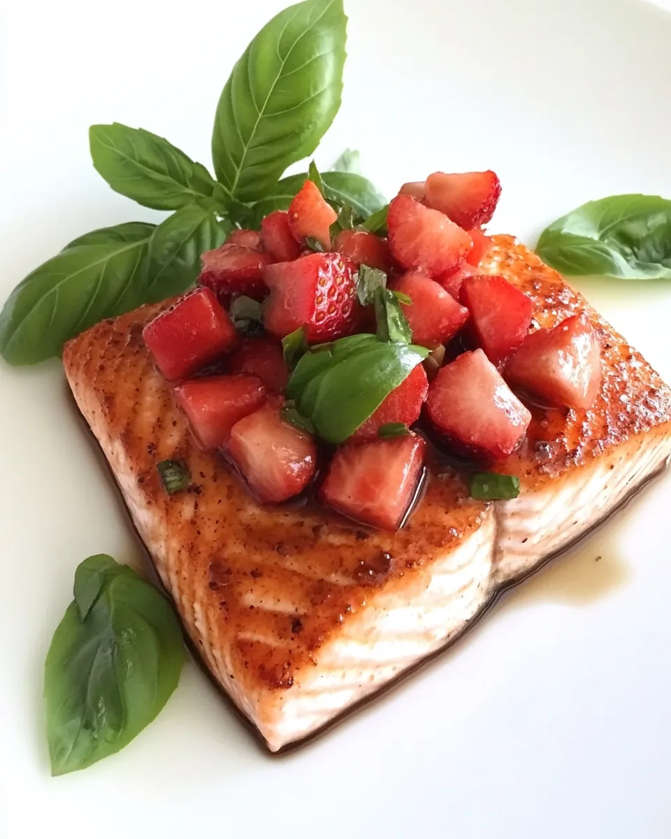Fresh Salmon with Strawberries, Balsamic and Basil recipe image