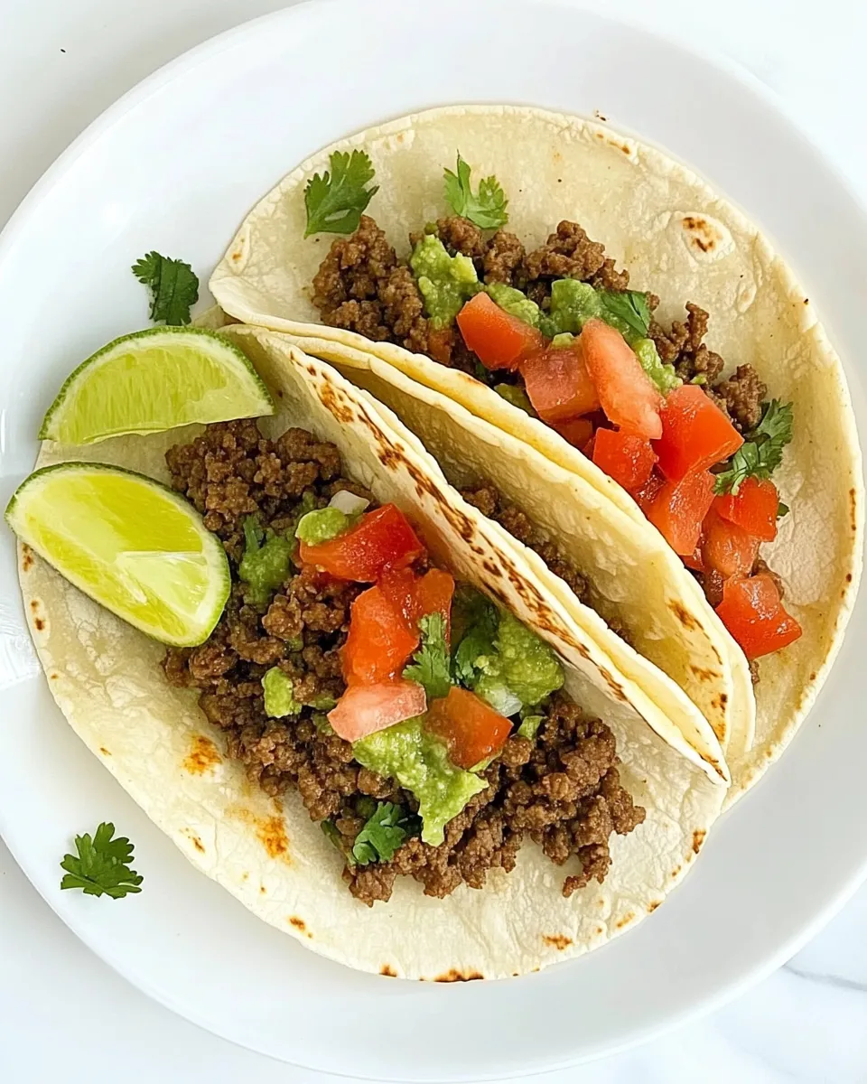 Easy Salsa Verde Ground Beef Tacos recipe image