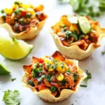 Homemade Salsa Verde Honey Lime Chicken Taco Cups photo