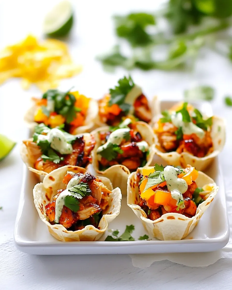 Classic Salsa Verde Honey Lime Chicken Taco Cups image