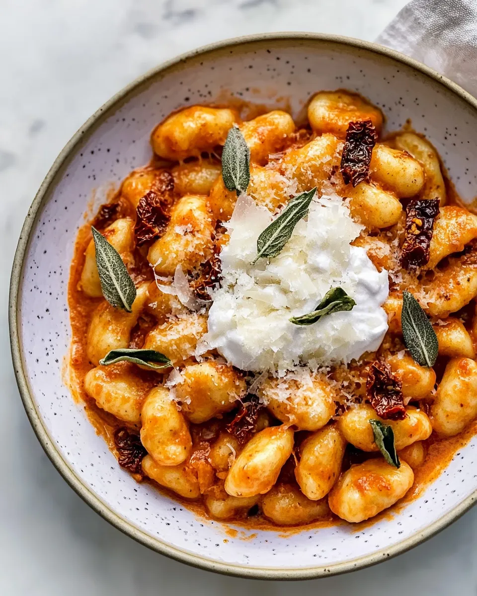 delicious Saucy Sun Dried Tomato Gnocchi. dish photo