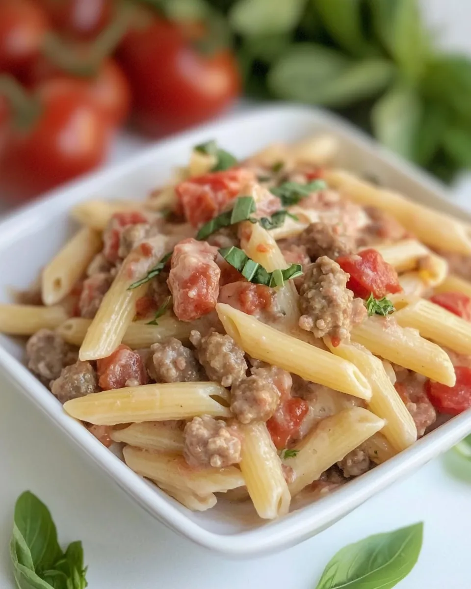 Delicious Sausage Penne Pasta dish photo