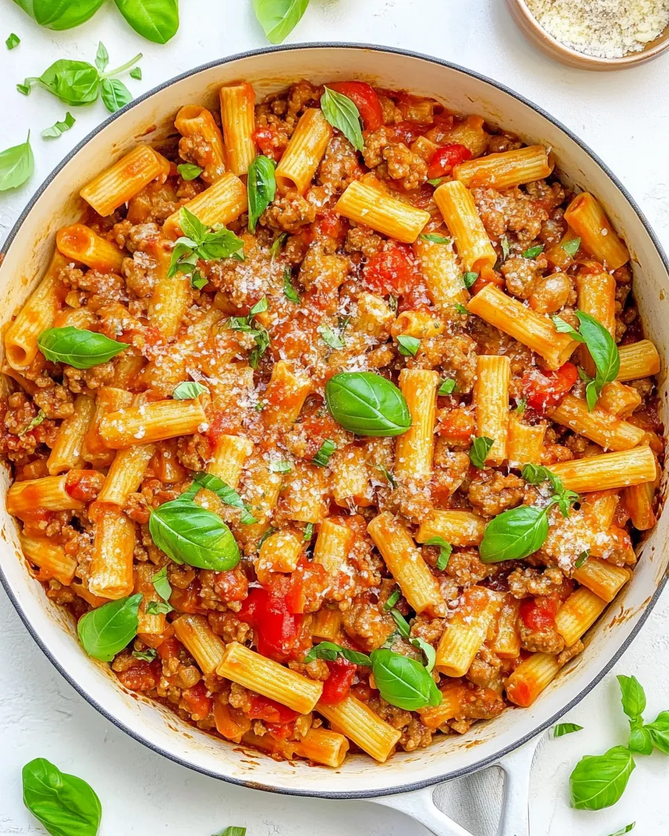 Easy Sausage Rigatoni Pasta Skillet recipe photo