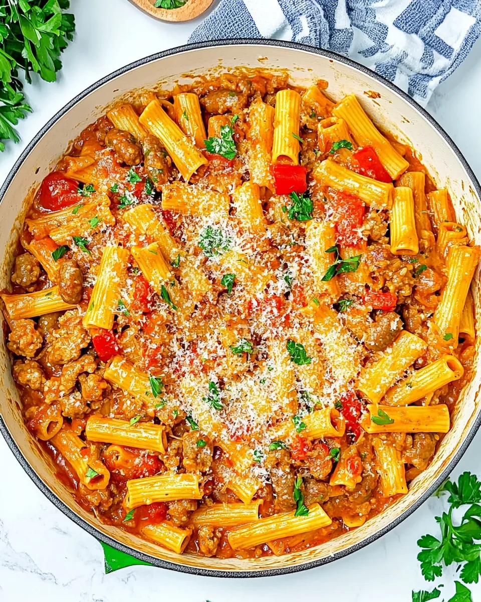 Delicious Sausage Rigatoni Pasta Skillet dish photo