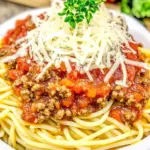 Homemade School Cafeteria Spaghetti & Meat Sauce photo