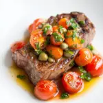 Delicious Seared Rib-Eye Steak with Tomato-Caper Relish photo