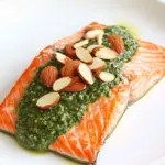Delicious Seared Salmon with Toasted Almond Pesto recipe photo