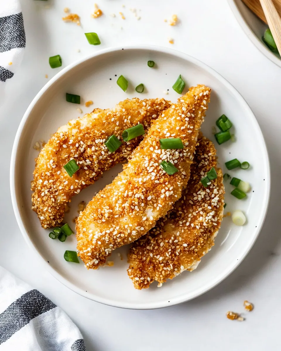 Delicious Sesame Encrusted Chicken Tenders plate image