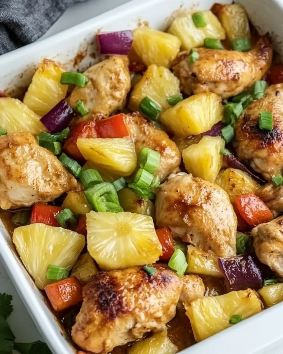 Classic Sheet Pan Baked Pineapple Chicken dish photo