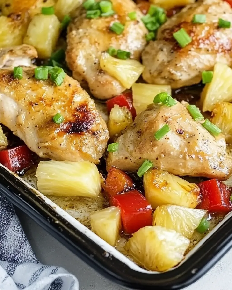 Easy Sheet Pan Baked Pineapple Chicken food shot