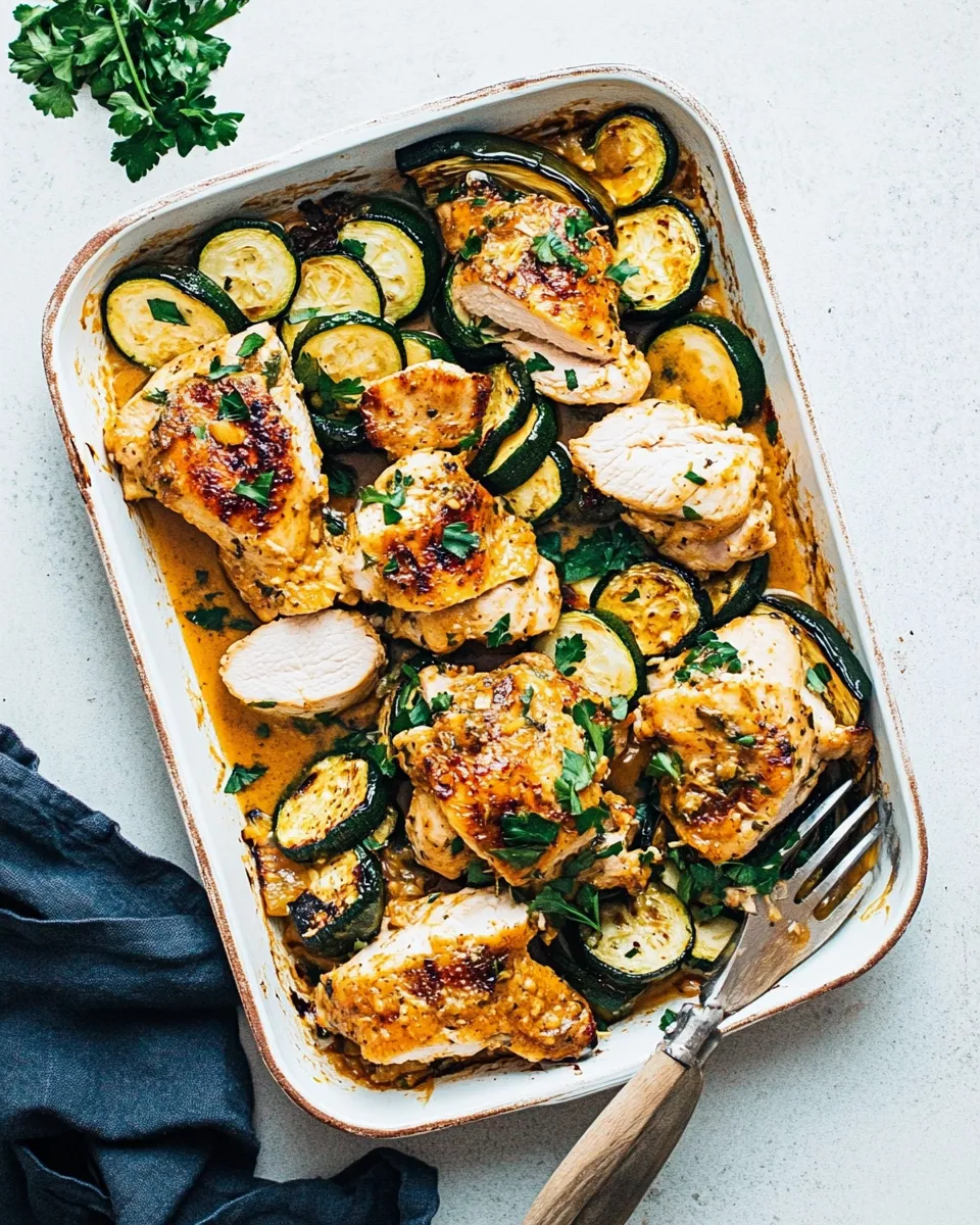 Healthy Sheet Pan Chicken and Zucchini dish photo