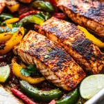 Delicious Sheet Pan Garlic Lime Salmon Fajitas photo