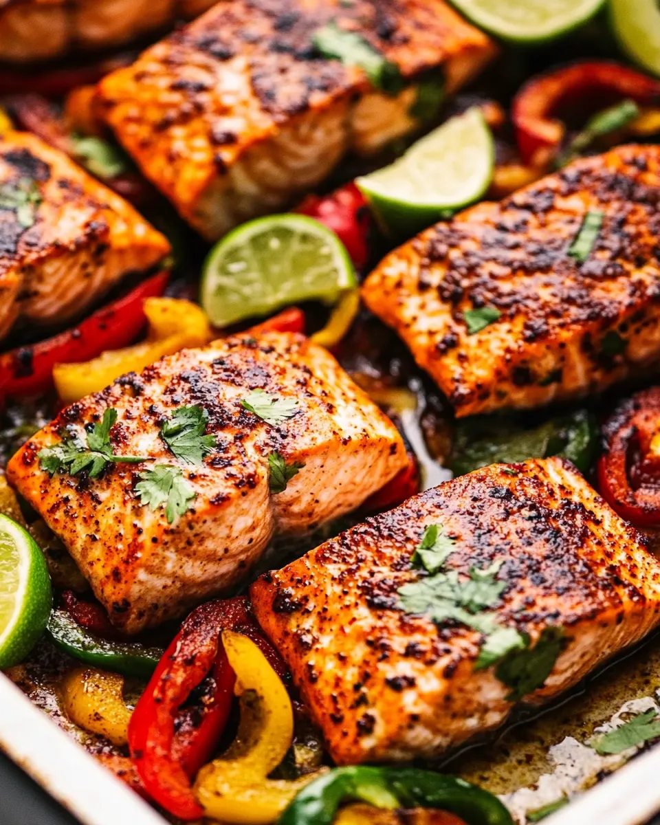 Classic Sheet Pan Garlic Lime Salmon Fajitas dish photo