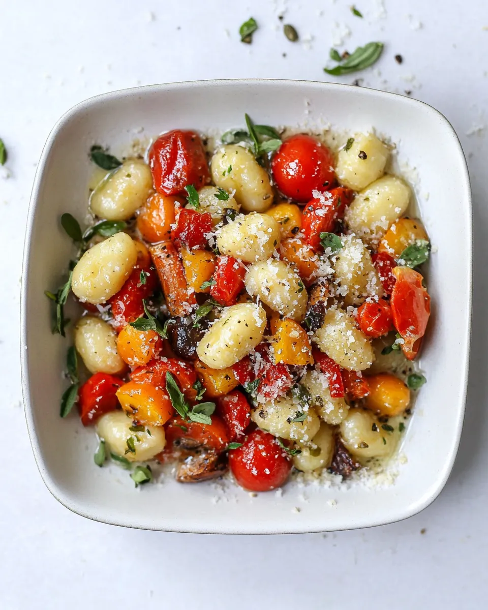 homemade Sheet Pan Gnocchi and Roasted Vegetables. photo
