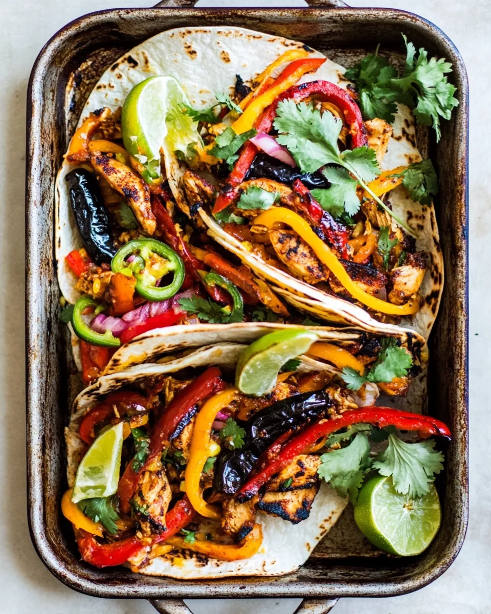 Classic Sheet Pan Poblano Chicken Fajitas. dish photo