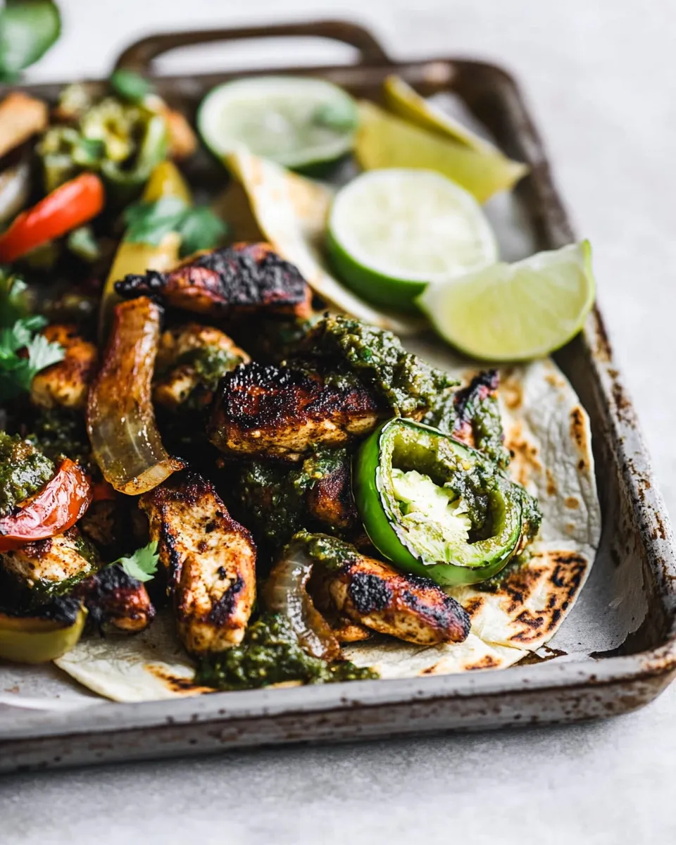 Easy Sheet Pan Salsa Verde Chicken Fajitas photo