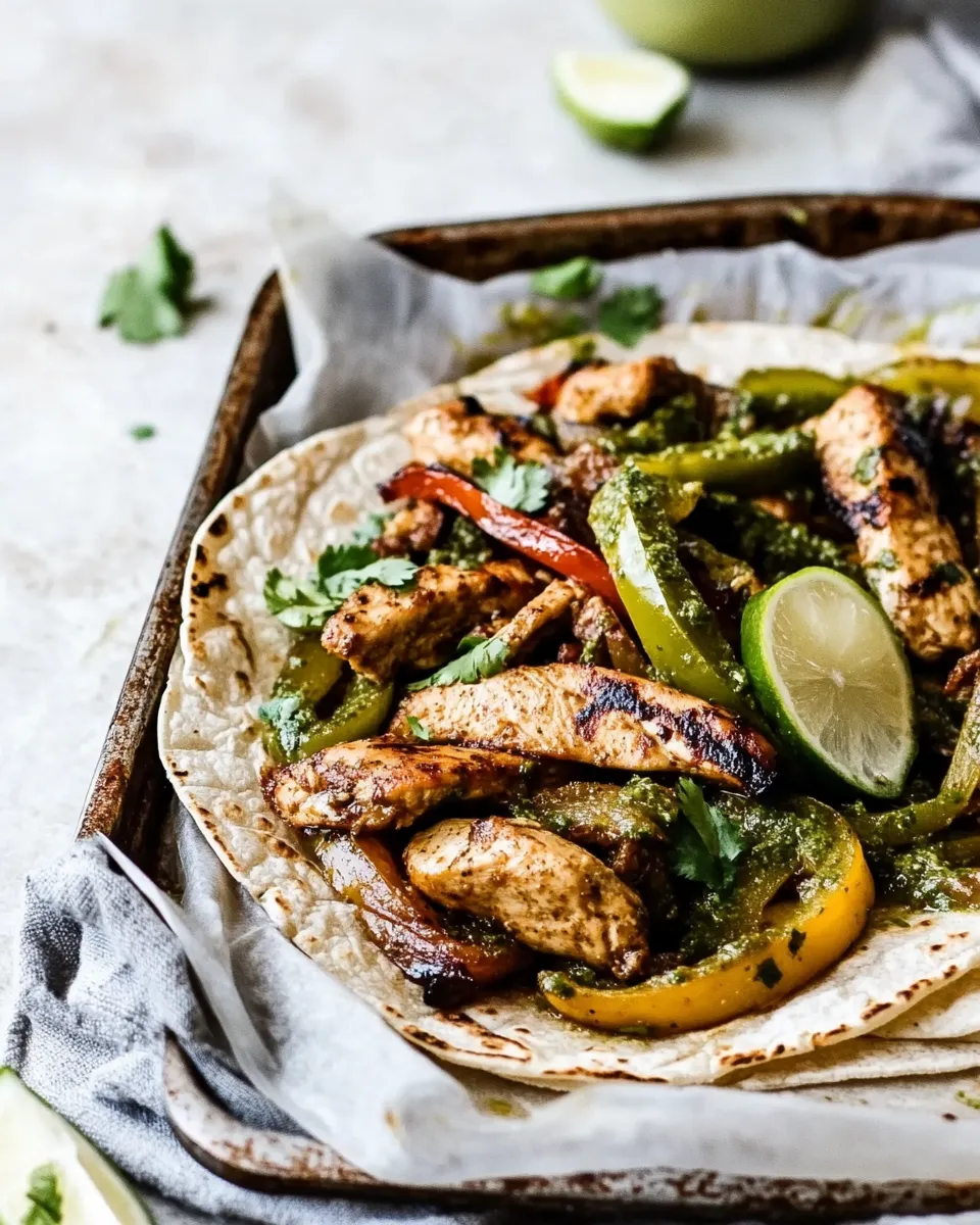 Healthy Sheet Pan Salsa Verde Chicken Fajitas recipe image