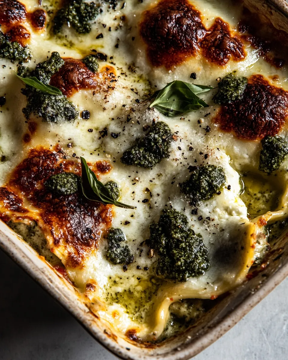 Delicious Sheet Pan White Pesto Lasagna. plate image