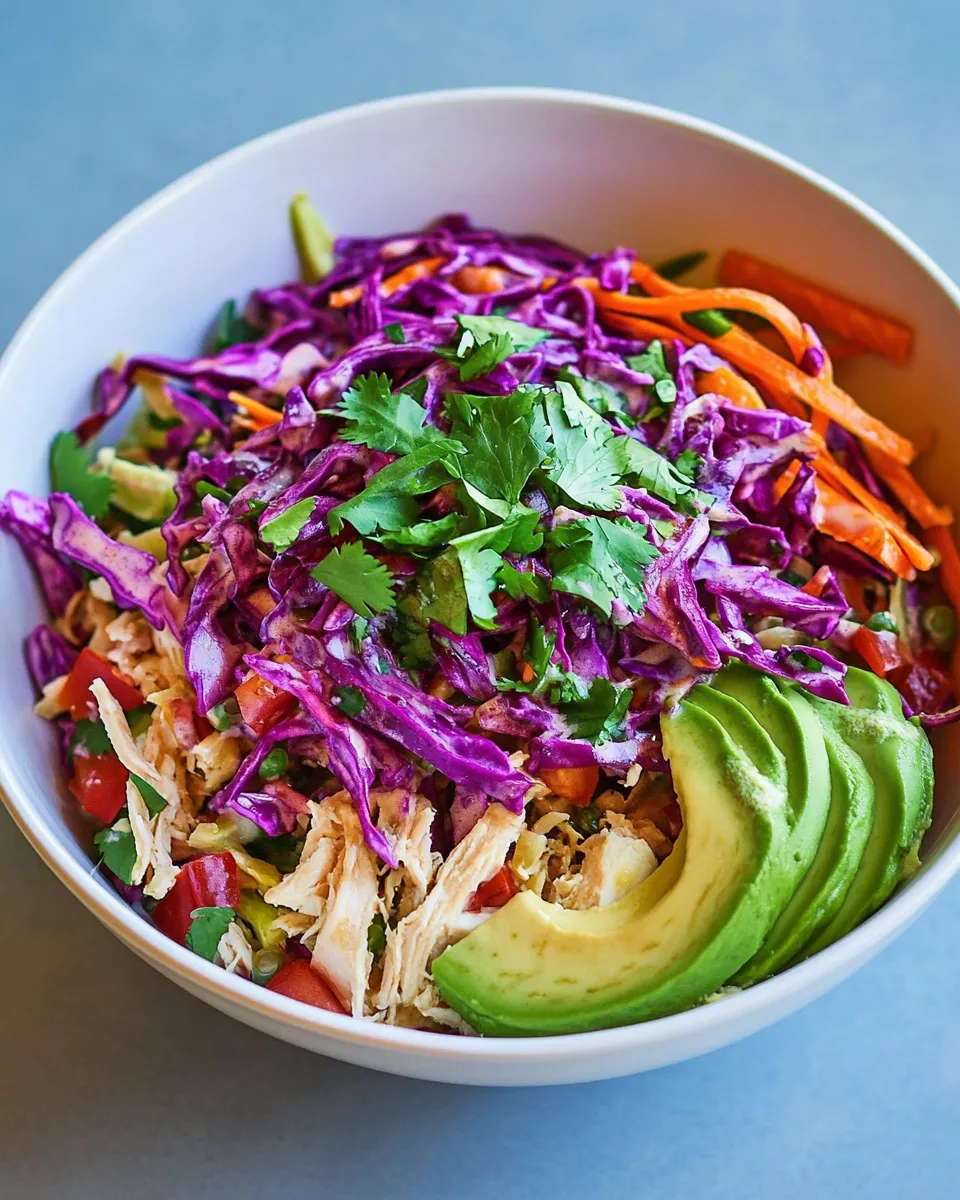 Classic Shredded Chicken Burrito Bowls with Cabbage Slaw dish photo