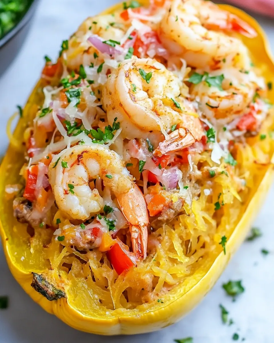 Delicious Shrimp Fajita Stuffed Spaghetti Squash dish photo