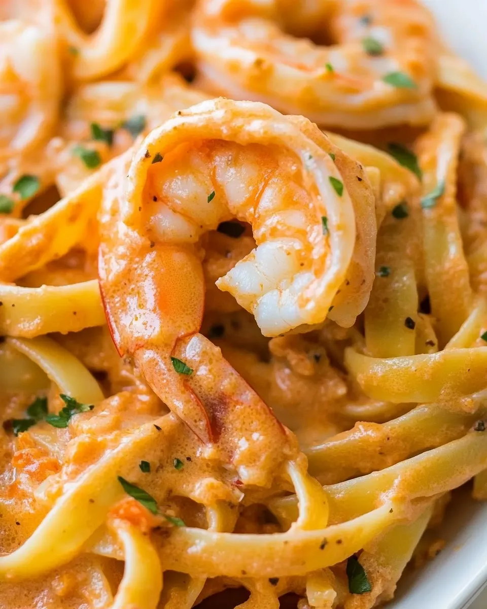 Homemade Shrimp Fettuccine with Roasted Pepper Sauce photo