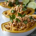 Homemade Simple Thai Peanut Spaghetti Squash Boats (3 Ways!) photo