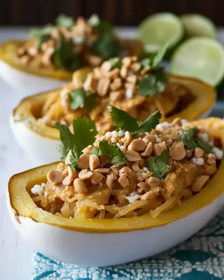 Homemade Simple Thai Peanut Spaghetti Squash Boats (3 Ways!) photo